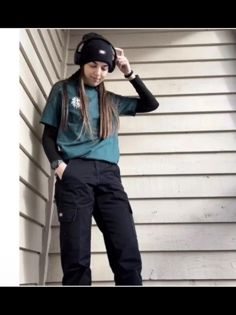 Dickies High Rise Fit Black Twill Cargo Pocket Jogger Pants Y2k Skater 90s 1990s